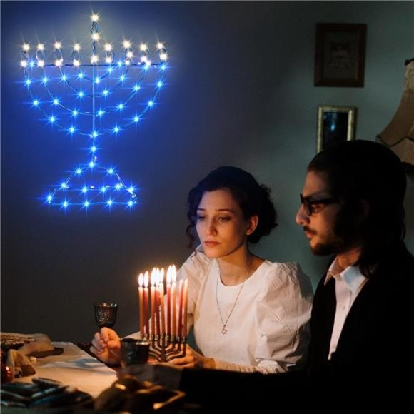 Traditional Hanukkah LED Window Decorations Lights, Remote Control 8 Modes - Picture 5 of 6